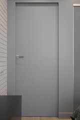 Grey interior door in the apartment