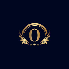 luxury letter O logo royal gold star