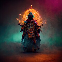The shaman and his tribe, made with AI