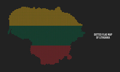 Halftone Dotted Style Flag Map of Lithuania