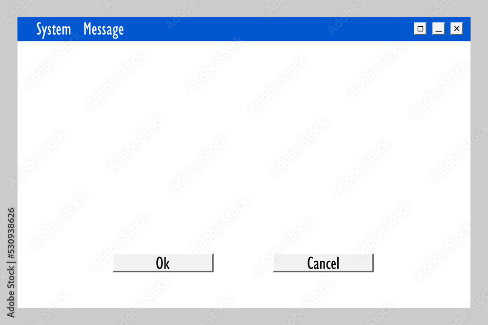Aufkleber system message window. alert message. computer interface. vector illustration. stock image.