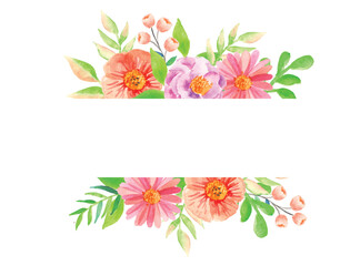 pink flower watercolor border