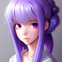 anime girl face close-up. Generative AI Technology