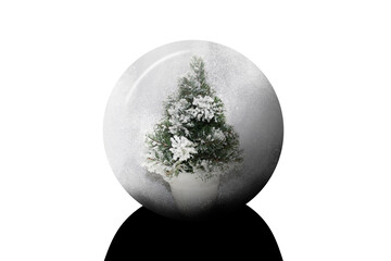 christmas tree ornament crystal glass ball snow globe sphere dimensional orb stripes snowing spherical shiny holiday gift symbol