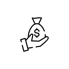 Money, Cash, Wealth, Payment Dotted Line Icon Vector Illustration Logo Template. Suitable For Many Purposes.