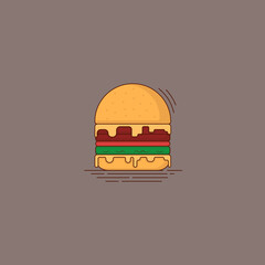 Burger template in flat cartoon design with line art