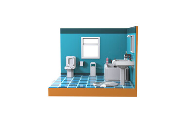 bathroom in 3D pixel art