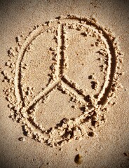 peace sign in the sand