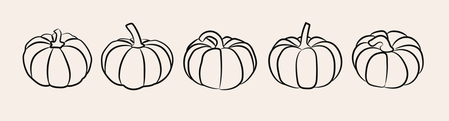 Hand-drawn pumpkins isolated background