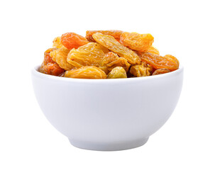 Raisin in the white bowl isolated on transparent png