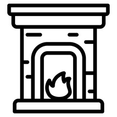 Fireplace, Christmas icons. Vector illustrations.