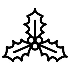 Holly, Christmas icons. Vector illustrations.