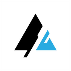 Two-tone triangle icon suitable for letter A logo in any industry	