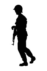 Soldier zombie silhouette vector on white background, ghost or devil in Halloween day.