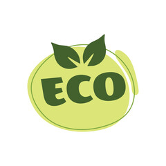 Eco products sticker, label, badge and logo. 
Ecology icon. Logo template with green leaves for organic and eco 
friendly products. Vector illustration