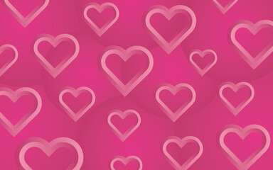 Pink 3d Line Heart Shapes Background