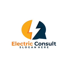 electric consult logo vector design template