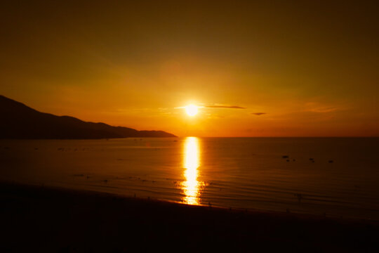 Sunrise and sunset over the sea