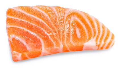 Sliced ​​Fresh Salmon isolated on white background, Salmon Fillet isolated on white background With work path.