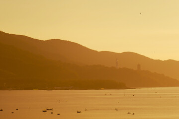 sunrise over the mountains and the sea 