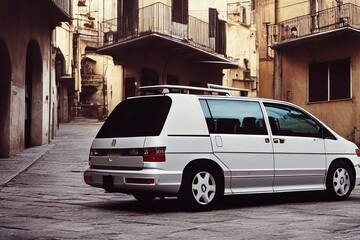 minivan parked in italian city europe