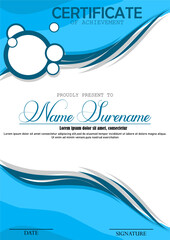 vector blue wave background Certificate design