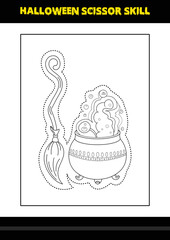 Halloween scissor skill for kids. Halloween scissor skill coloring page for kids.
