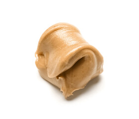 Sample of nut butter on white background