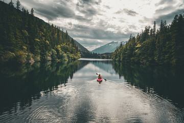 Kayaking the Tranquil Lakes in the Mountains of Alaska