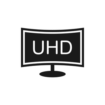 Curved UHD monitor screen icon flat style isolated on white background. Vector illustration
