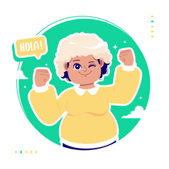 hello gesture cute girl cartoon character illustration