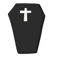 Obraz premium Black Coffin Doodle with White Cross