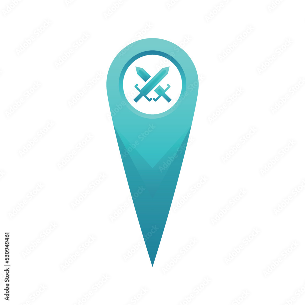Poster sword location logo gradient design template icon element