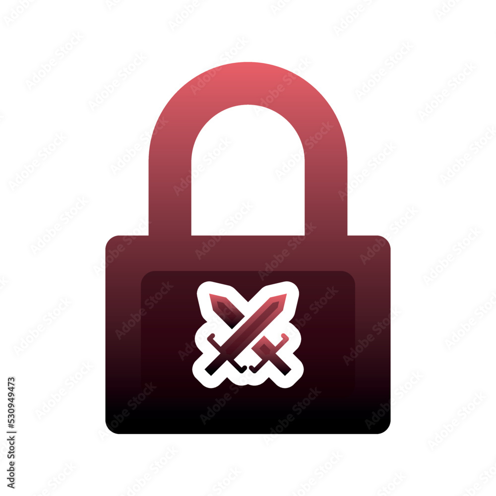 Poster sword lock logo gradient design template icon element