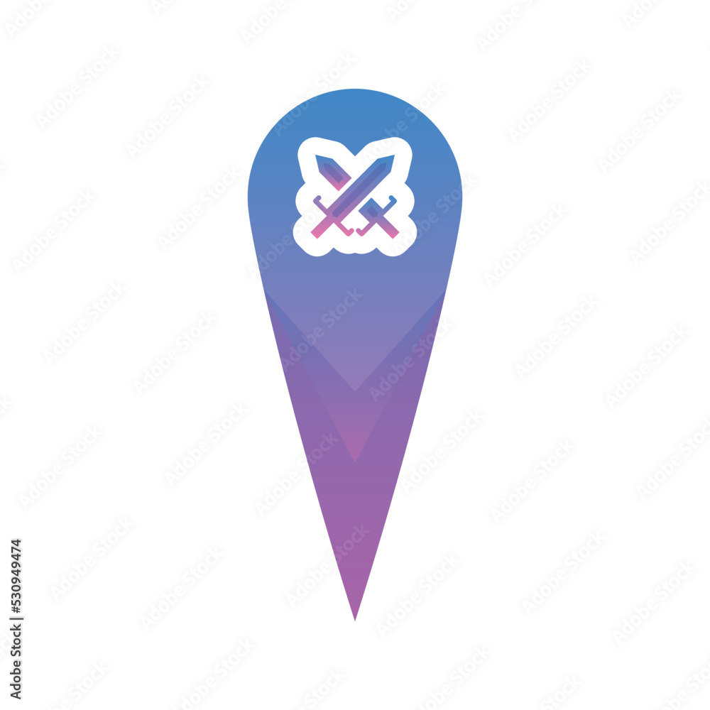 Poster sword location logo gradient design template icon element