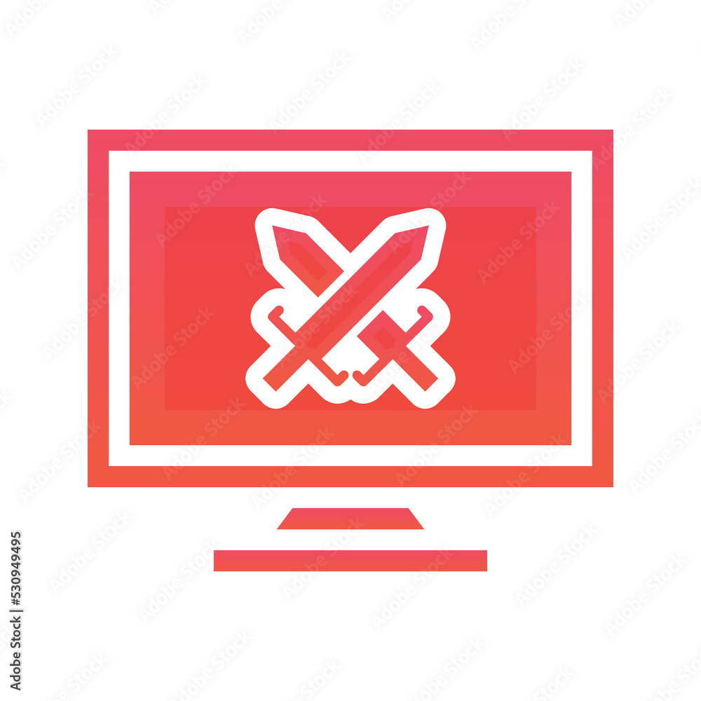 Poster sword monitor logo gradient design template icon element