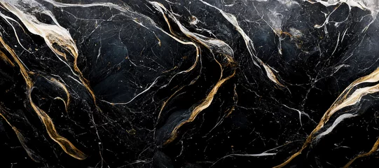 Photo sur Plexiglas Marbre Art fluide abstrait de luxe, mélange de noir, gris et or abstrait de fond de marbre