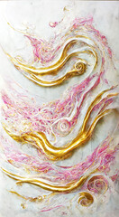 Liquid marble abstract  background , marble stone with a pink and gold color