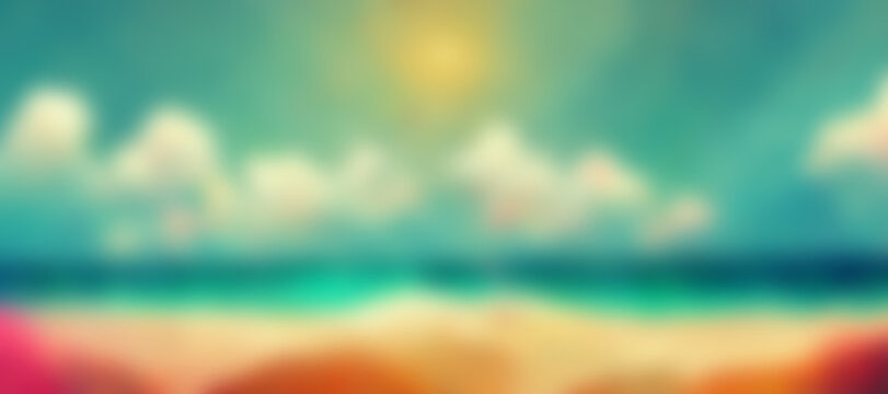 blurred background of sand beach and sea