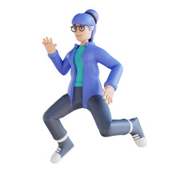 Fototapeta na wymiar 3D illustration of happy jumping person