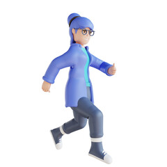 3D illustration of people running