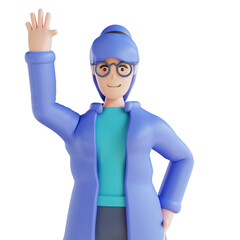 3D illustration of people waving hand