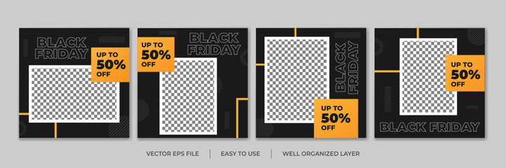 Set of Black Friday social media post templates