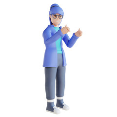 3D illustration of person showing thumbs up