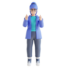 3D illustration of person showing thumbs up