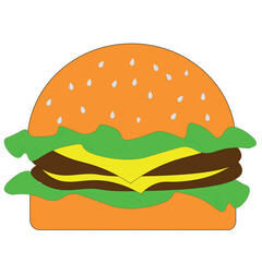 Cheese burger on transparent background
