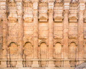 Fototapeta na wymiar Temple of Bacchus, Heliopolis Roman ruins in Baalbek, Lebanon