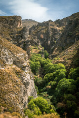 Fototapeta na wymiar Hiking route through the Cahorros de Monachil. Grenade. Spain