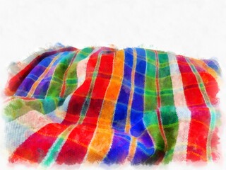 loincloth or Scottish Tissue style watercolor style illustration impressionist painting.