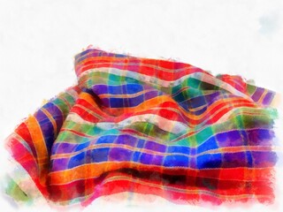loincloth or Scottish Tissue style watercolor style illustration impressionist painting.